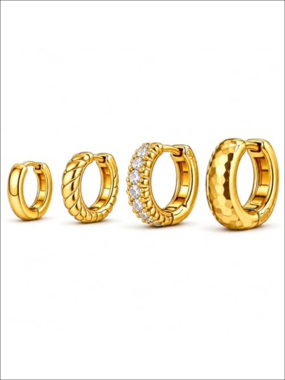 4Pc 18K Gold Plated Huggie Hoop Earrings Set Hypoallergenic Small Hoops for